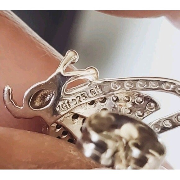 TGI 925 Butterfly Stud Earring Cubic Zirconia CZ Silver Dainty Minimalist - Picture 4 of 11